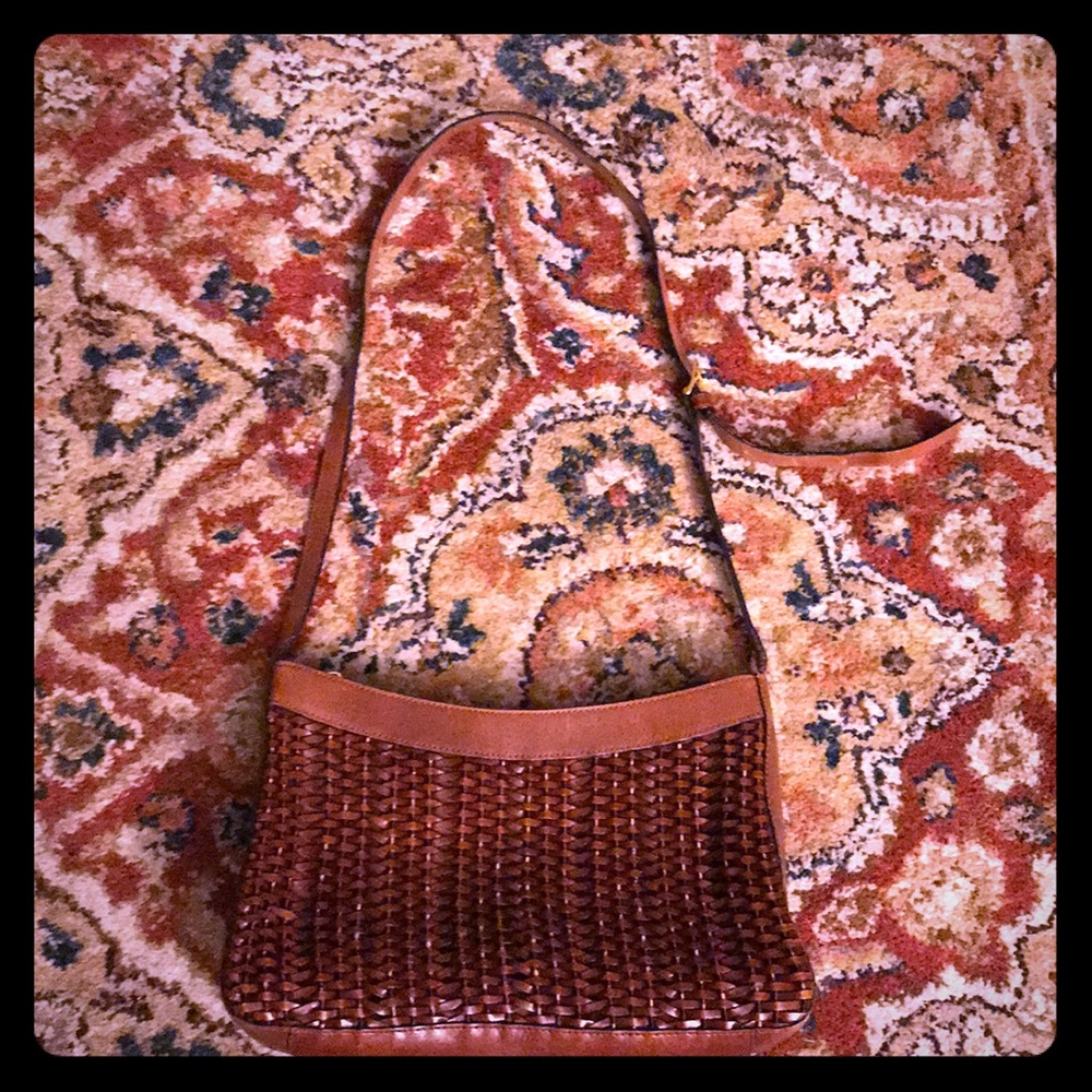 Genuine leather Etienne Aigner basket weave purse